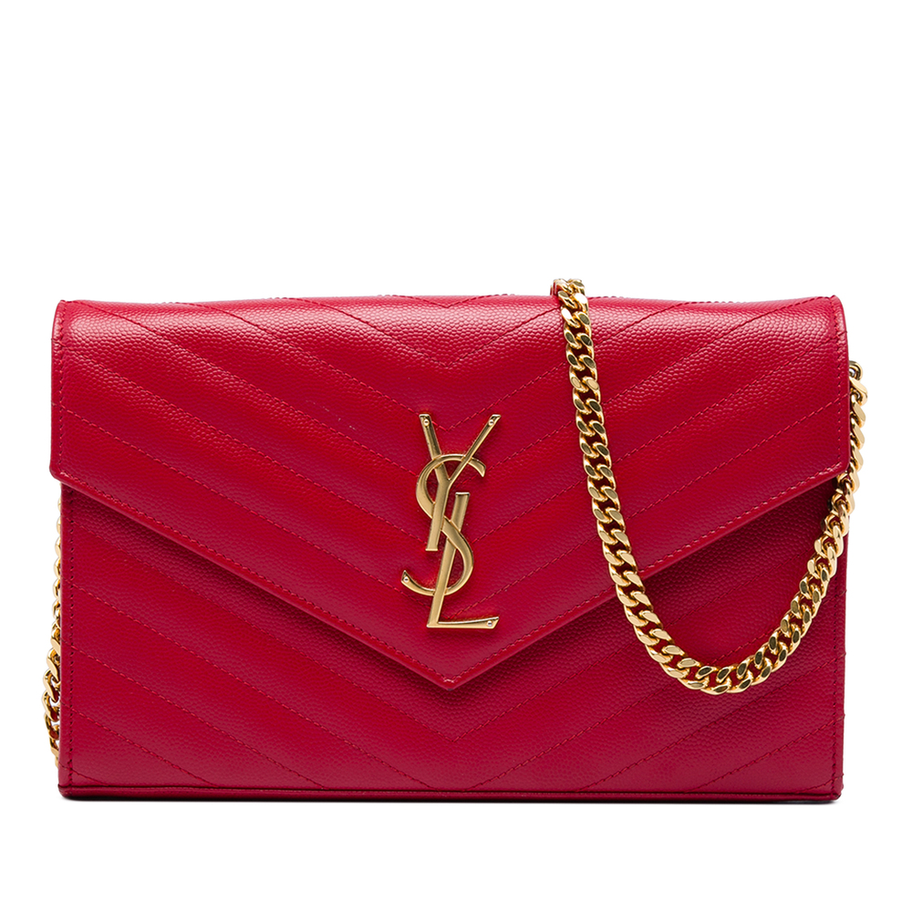 Pre-Loved Saint Laurent Grain De Poudre Cassandre Envelope Chain Wallet